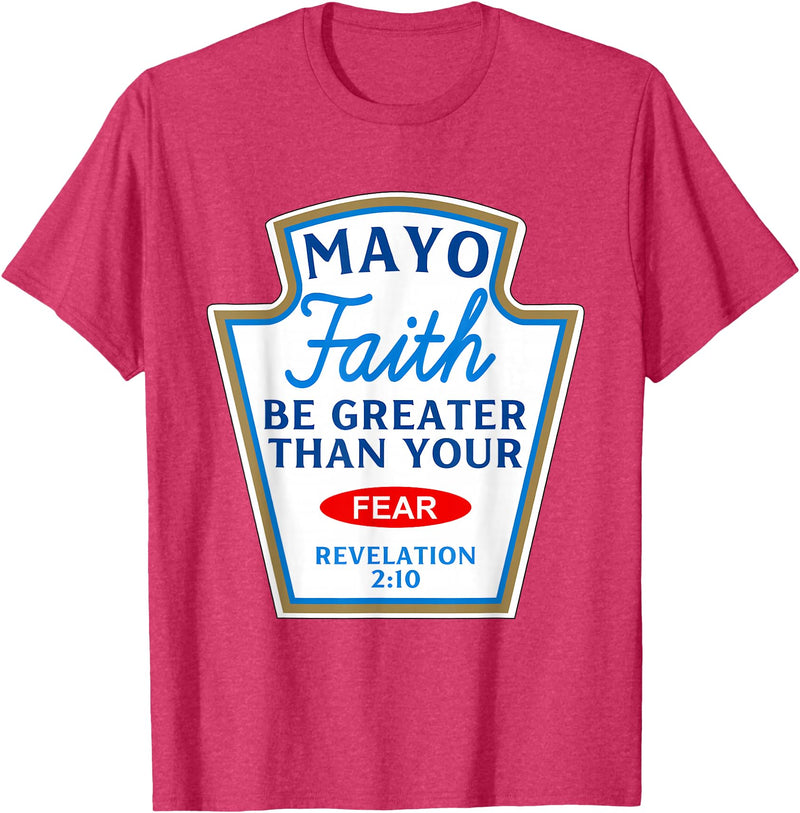 Christian Humor Condiment Matching Costume Group Mayo Faith Greater Than Fear Condiment Costume Matching T-Shirt - Red