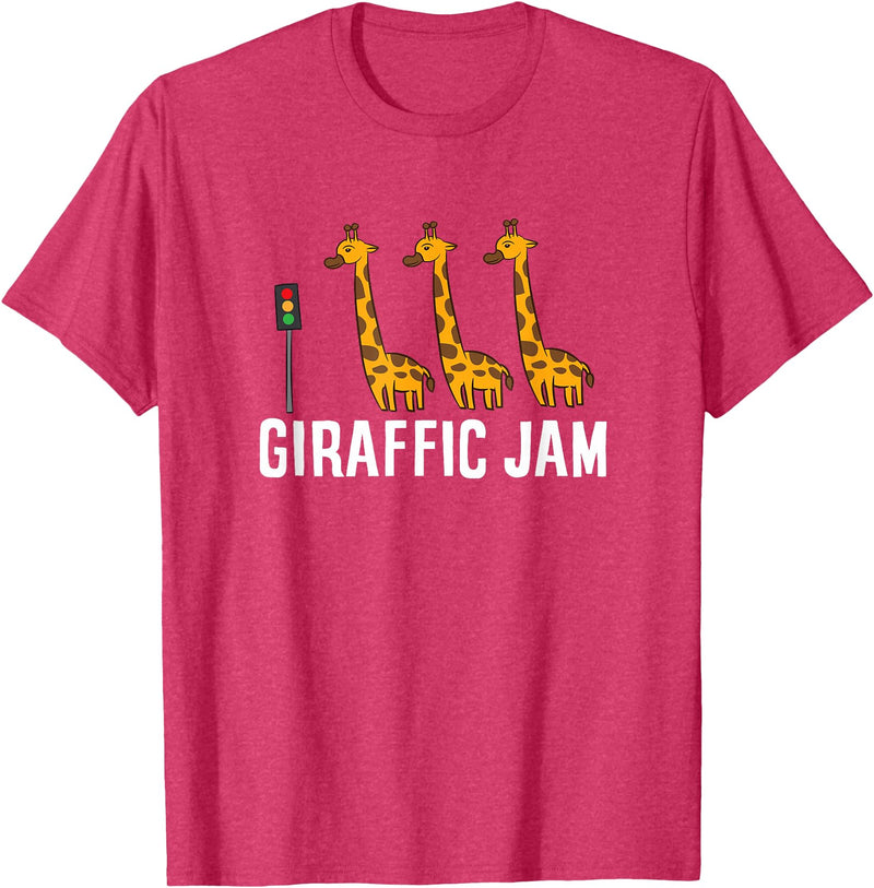 Africa Giraffe Gifts and Giraffe Sayings Funny Giraffic Jam Cute Giraffe Giraffe Pun Cute Giraffe T-Shirt - Red Heather