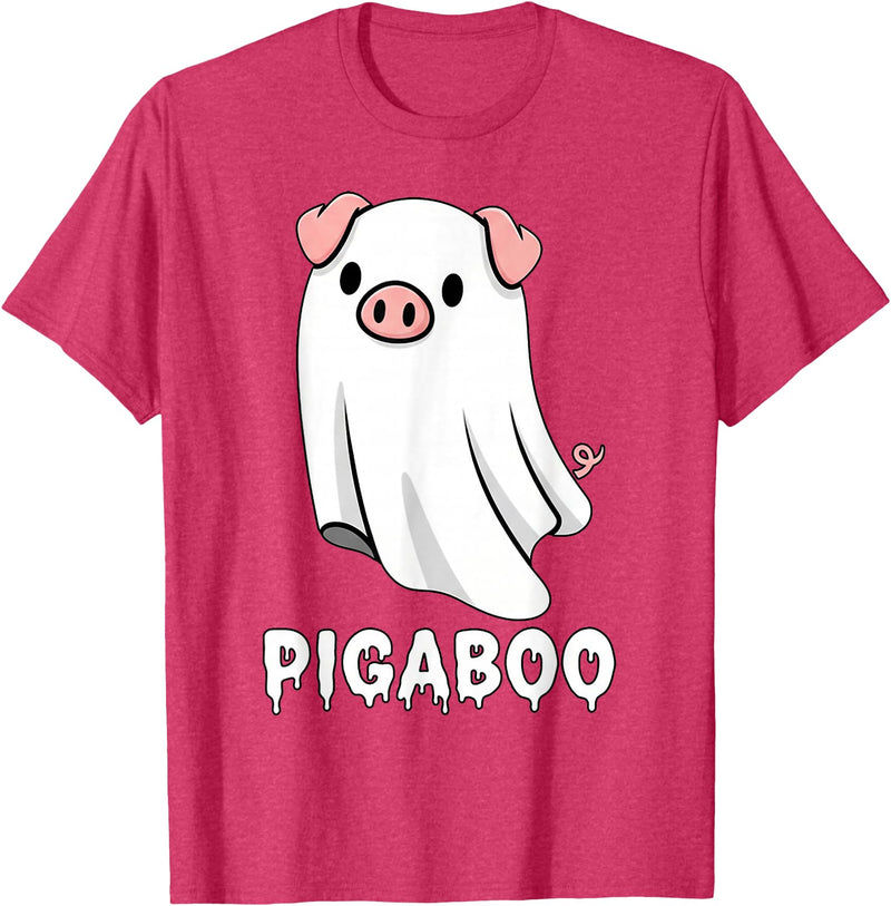 Pig Ghost Boo Halloween Humor By TEERA Funny Pig Ghost Spooky Season T-Shirt - Red Heather
