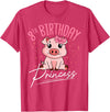 Pig Birthday 8 Cute Piggy Barn Party Apparel Pig 8th Birthday Princess Farm Party Hog Farmer Barnyard T-Shirt - Red Heather