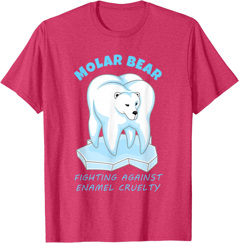 Polar Bear Tooth Tees Molar Bear - Funny Dental Polar Bear Pun T-Shirt T-Shirt - Red Heather