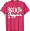The Cute Pig Farming Apparel Co. Pigs 'n Giggles Funny Farm Pig Farmer Pigs Women Girls T-Shirt - Red Heather