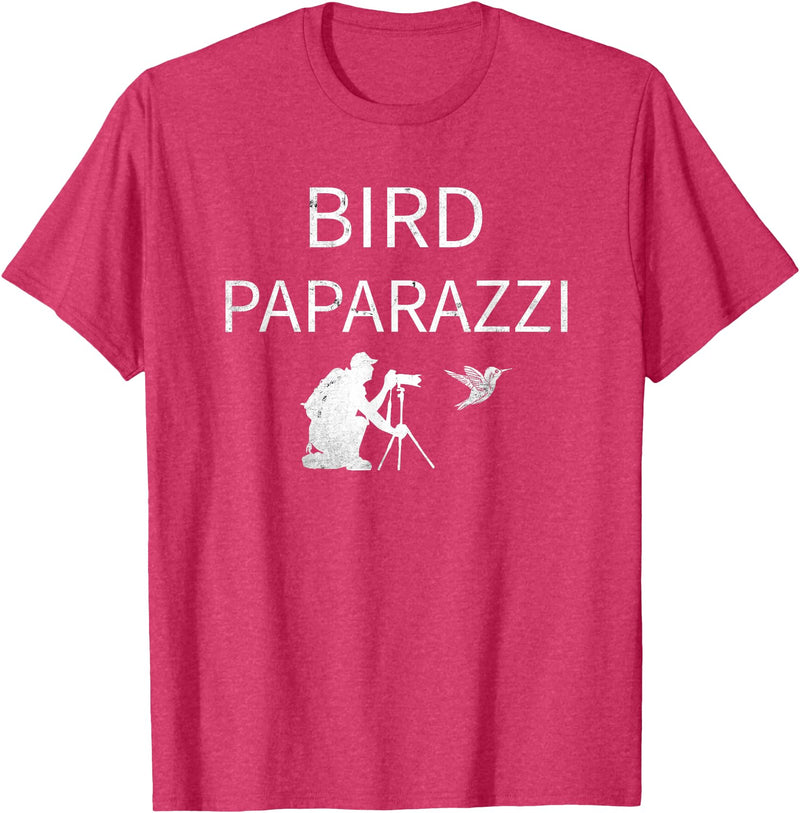 Birdwatching | Bird Photographer Gifts Unisex-Adults Black Short Sleeve T-Shirt Small Bird Photography T-Shirt - Red Heather