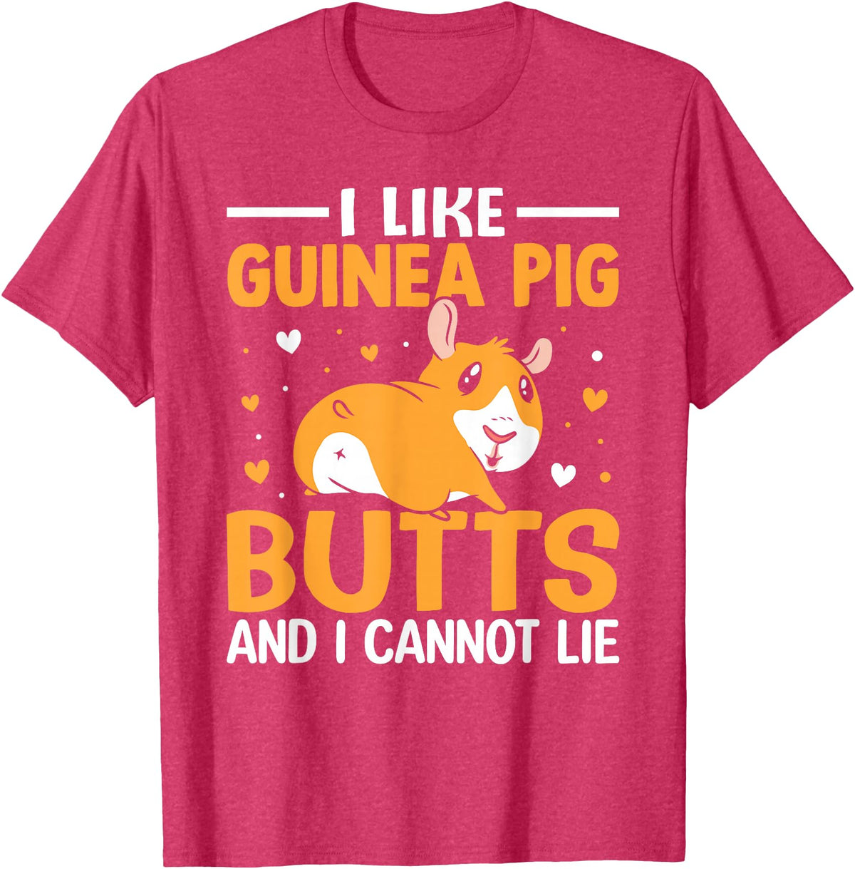 Cute Guinea Pig Apparel Co. I Like Guinea Pig Butts and I Cannot Lie - Guinea Pig Lover T-Shirt - Red Heather