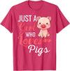 Funny Pig Shirt For Women Girls Just A Girl Who Loves Pigs Shirt Cute Pig Lover Humor T-Shirt - Red Heather