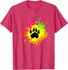 Furry Fandom Shirt by Crush Retro Furry Shirt Rainbow Bear Fursona Wolf Paw Print Gifts T-Shirt - Red Heather