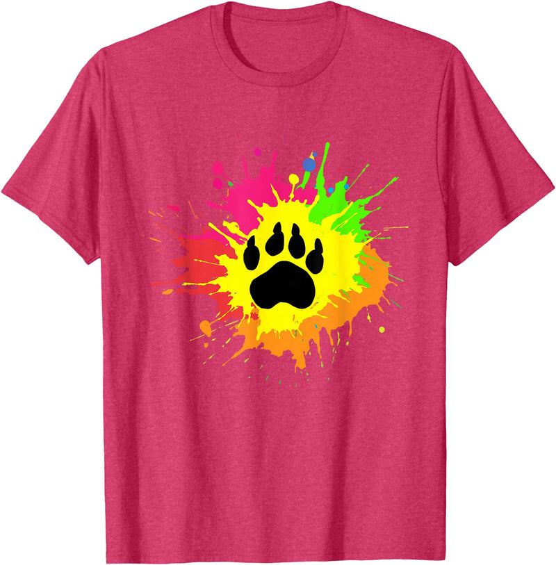 Furry Fandom Shirt by Crush Retro Furry Shirt Rainbow Bear Fursona Wolf Paw Print Gifts T-Shirt - Red Heather