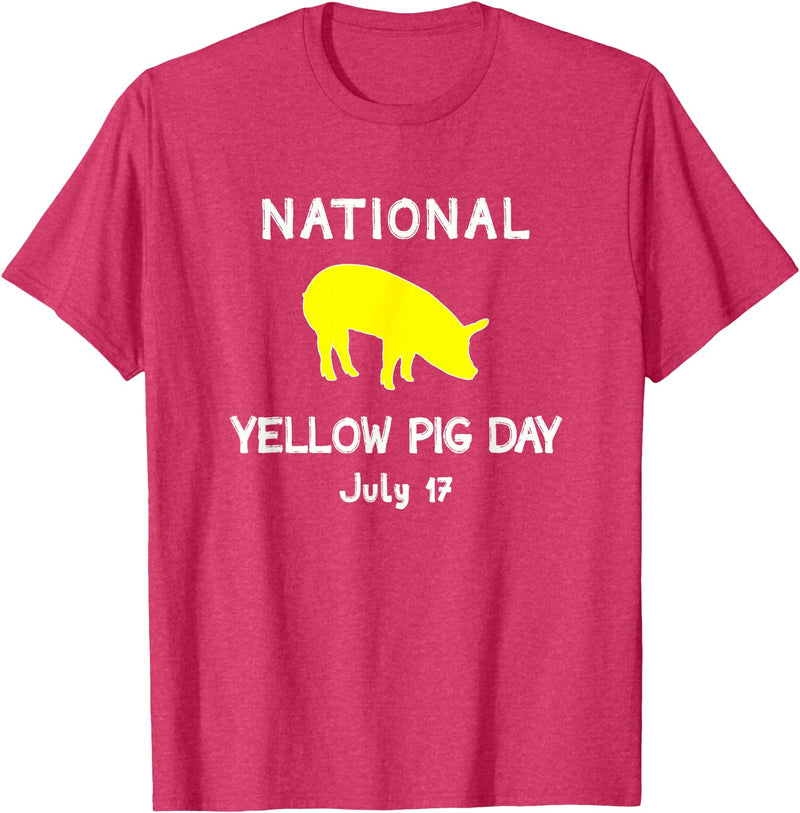 Porker Apparel Co National Yellow Pig Day T-Shirt - Red Heather