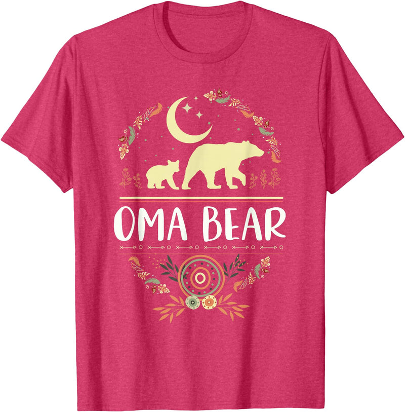 Matching Family Grandma Bear Boho by Foxio Grandma Bear Floral Family Fun Boho Bear T-Shirt - Red Heather