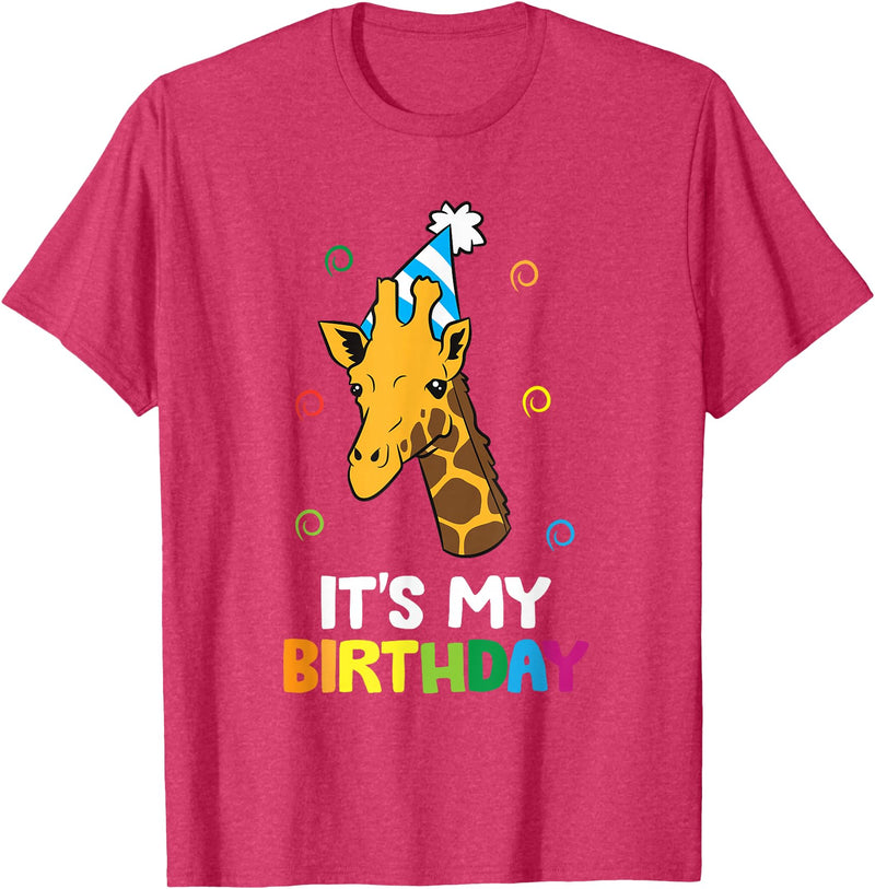 Giraffe Lover Gifts And Tees Giraffe Birthday It's My Birthday Funny Giraffe T-Shirt - Red Heather