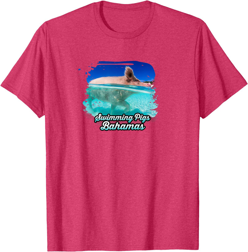 Swimming Pigs of Bahama Beach Swimming Pigs - Bahamas T-Shirt - Red Heather