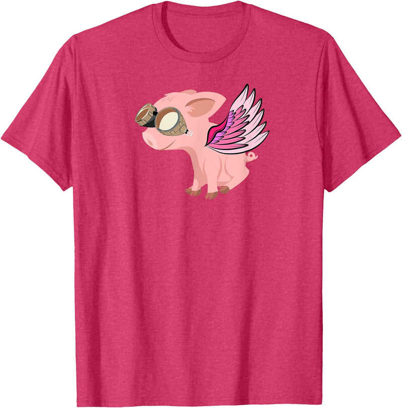 RWS235 When Pigs Fly, Flying Pig T-shirt T-Shirt - Red Heather