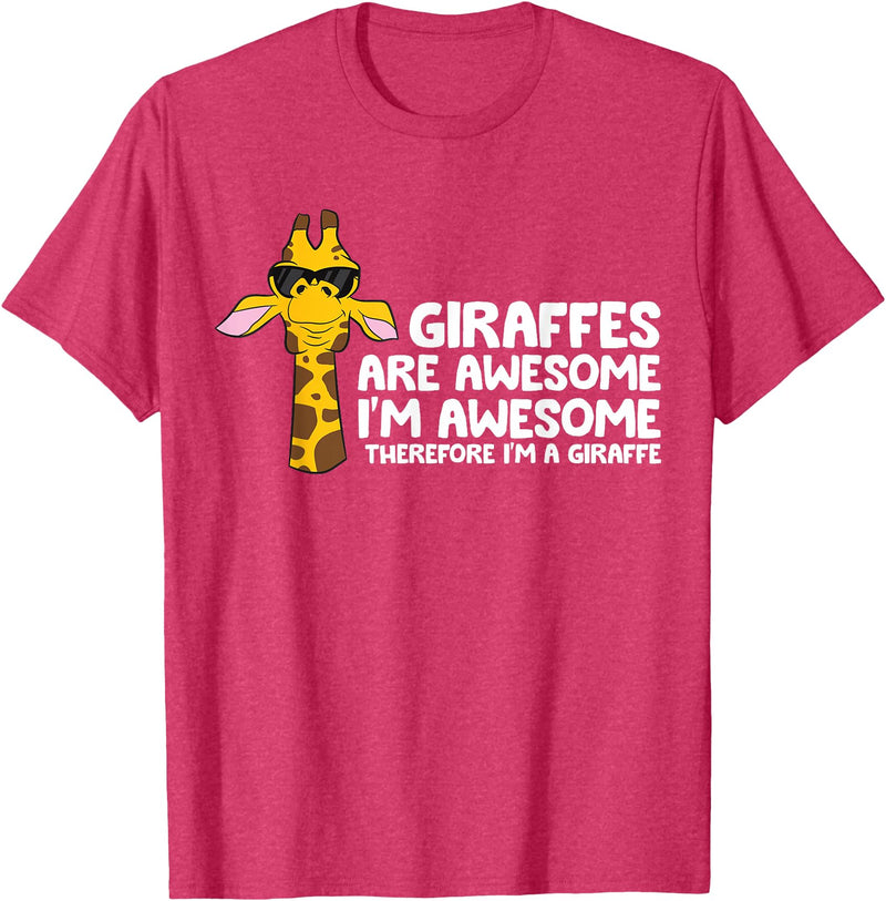 Giraffe Lover Gifts And Tees Giraffes Are Awesome I'm Awesome Therefore I'm A Giraffe T-Shirt - Red Heather