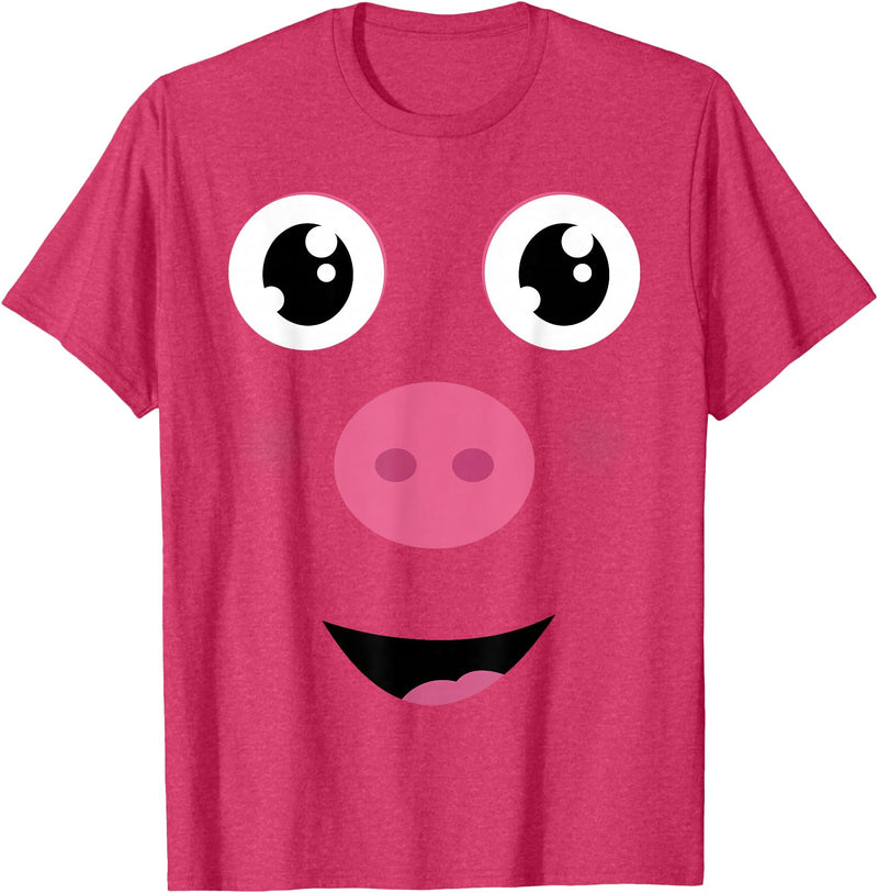 PigLuvvApparel Co. Pig Face Shirt Cute Adult Kids Gift Funny Halloween Costume T-Shirt - Red Heather