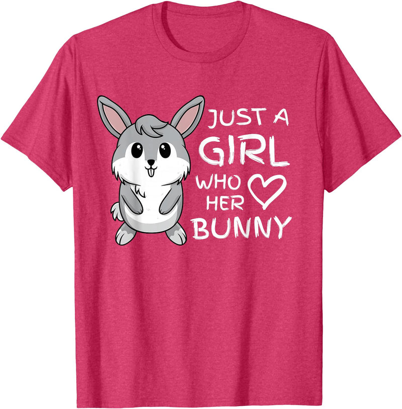 Just a Girl Who Loves Her Rabbit and Bunny Pet T-Shirt in Red Heather