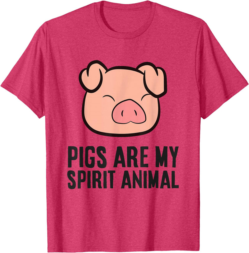 Pig Lover and Pig Farmer Gifts And Tees Pig Lover My Spirit Animal Is A Pig T-Shirt - Red Heather