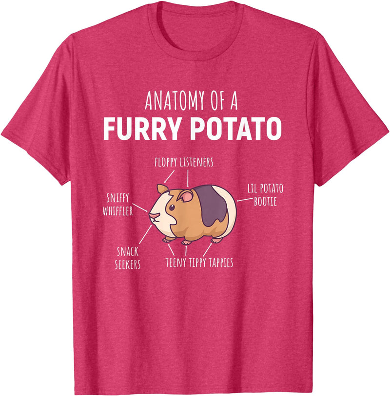 Sweet Anatomy of a Furry Potato Guinea Pig Gifts Anatomy of A Furry Potato Guinea Pig Lover Gift T-Shirt Small - Red Heather