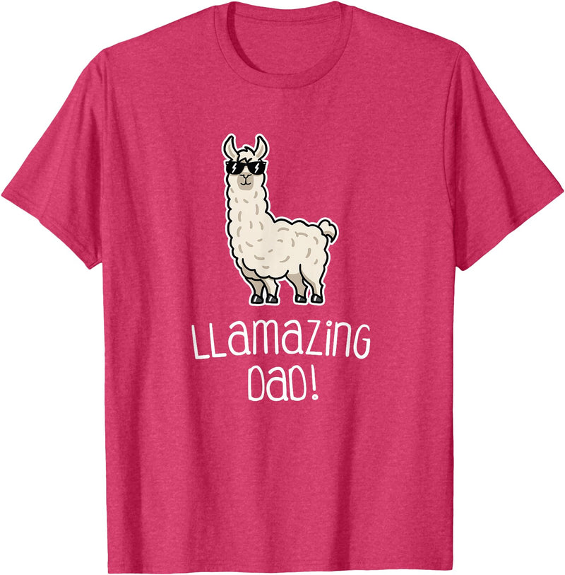 Llama Apparel Co. Dad T Shirt Llamazing Llama Father Funny Family Cool Gifts T-Shirt - Red Heather