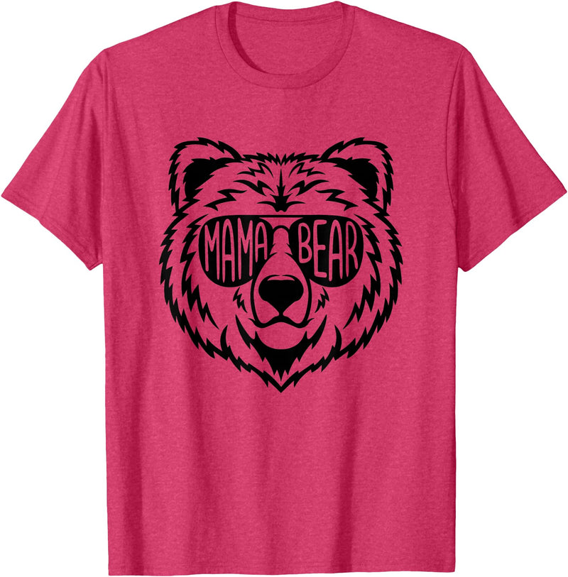 Funny Mothers Mama Bear Face Mama Bear Face Sunglasses Mother Mom Mommy T-Shirt - Red Heather