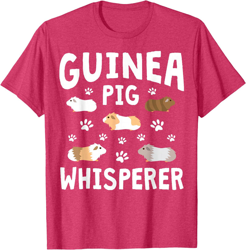 Guinea Pig Lover Apparel For Mom Women Girls Guinea Pig Whisperer Mom Girl Women Funny Guinea Pig Lover T-Shirt - Red Heather