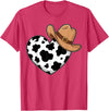 Magical and Funny Western Gifts Western Cow Print Heart Cowboy Cowgirl T-Shirt - Red Heather