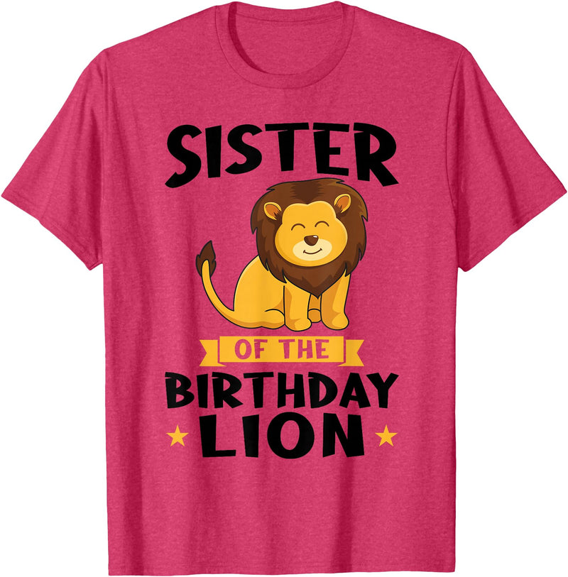 lion sister Gifts sister of the birthday lion birthday T-Shirt - Red Heather