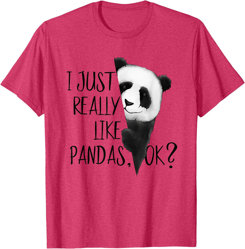 Giant Panda Fan Art SkizzenMonster I Just Really Like Pandas, OK? Funky I Love Panda Bears Art T-Shirt - Red Heather