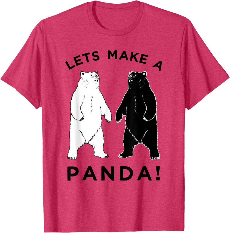 Make Panda Apparel Lets Make A Panda Tee, Funny Bear Graphic T-Shirt T-Shirt - Red Heather