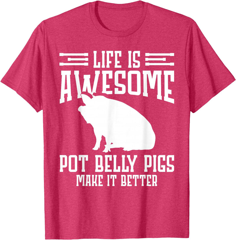 Pot Belly Pig Clothing & Pig Stuffed Animal Pot Belly Pig Enrichment Toys Pig Food Pot Belly Pig Lover T-Shirt - Red Heather