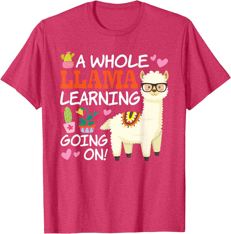 Llama School Co Llama Learning T Shirt Teachers Students Alpaca Lovers Gift T-Shirt - Red Heather