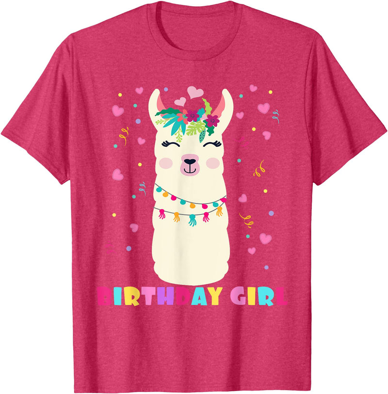Llamazing Birthday Party Outfit Llama Lovers Birthday Girl Cute Llama Alpaca Kids Llamazing T-Shirt - Red Heather