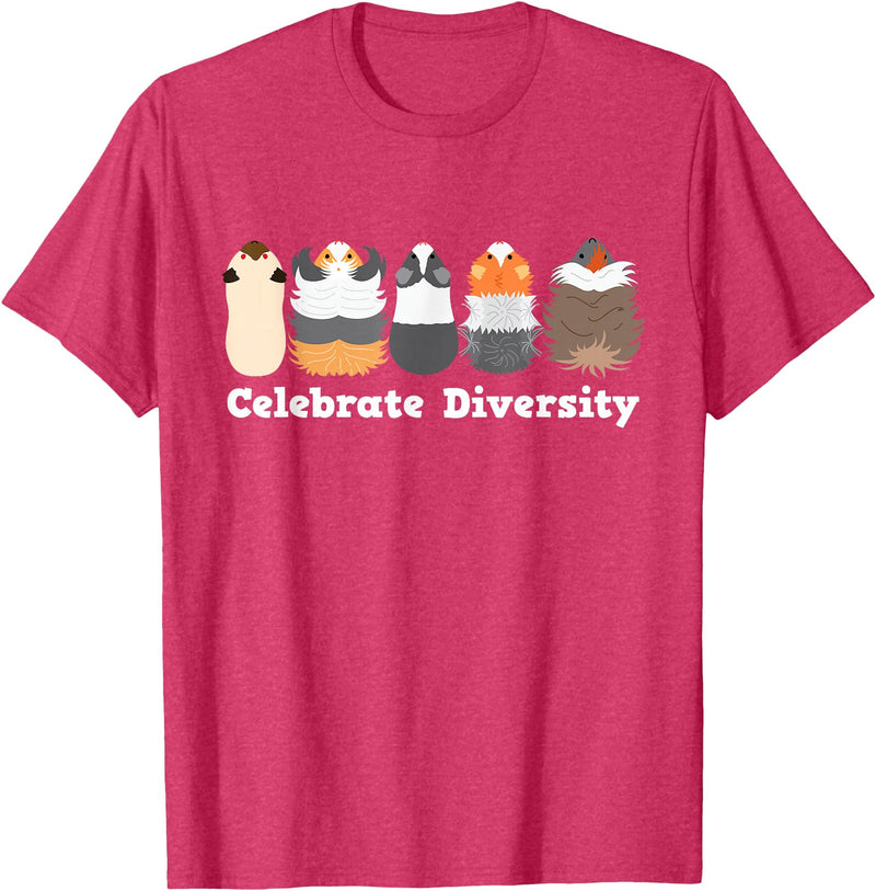 Celebrate Diversity Funny Cute Stuffs for Guinea Pig Lovers T-Shirt - Red Heather