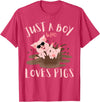 Funny Pig Lover Farm Animals Just A Boy Who Loves Pigs sunglasses In the Mud Kids Boy T-Shirt - Red Heather