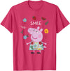 Peppa Pig Smile Cute Flowers & Fruit Full Body Portrait T-Shirt - Red Heather