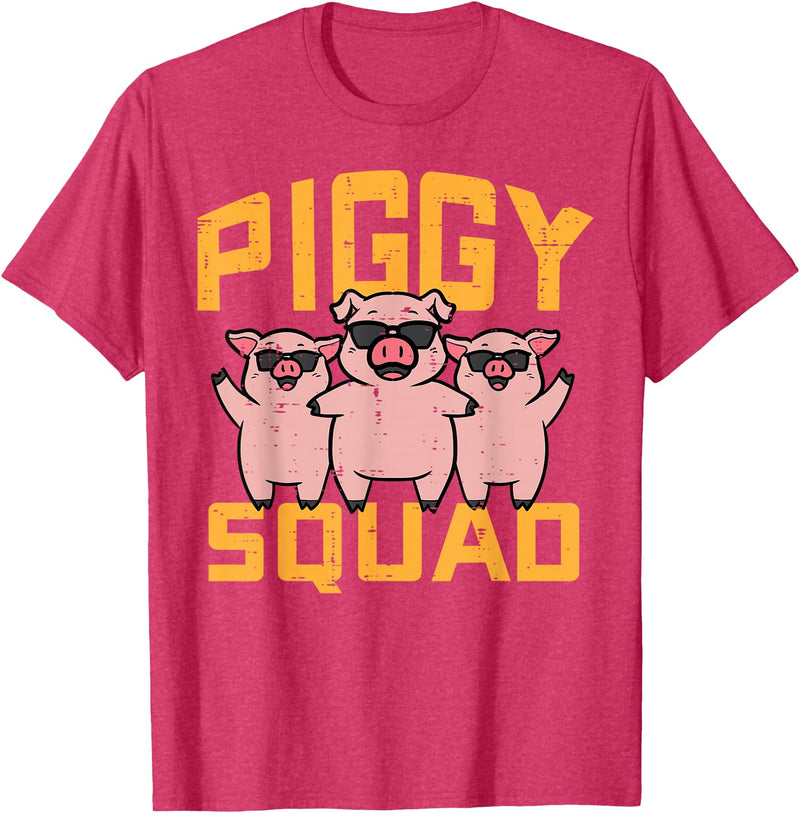 Pig Lover Shirts For Men Women Kids Pig Lover Piggy Squad Hog Farmer Crew Swine Women Men Kids T-Shirt - Red Heather