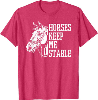 Horse Riding Gifts & Accessories Horse Riding Word Play Rider - Horses Keep Me Stable T-Shirt - Red Heather