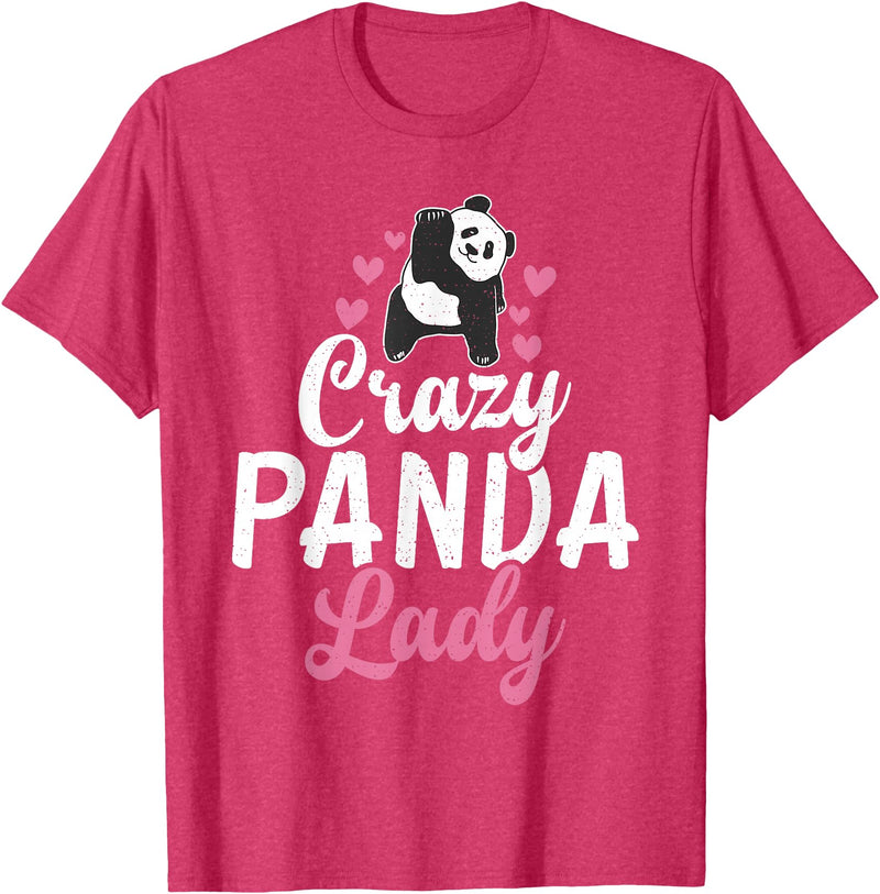 Panda Gifts and Acessories Crazy Panda Lady Panda Bear Lover T-Shirt - Red Heather