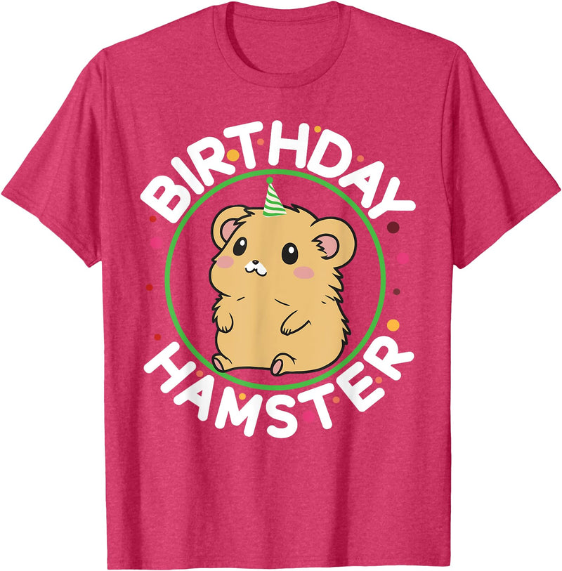 Unisex-Kids Hamster Birthday Party Birthday Hamster T-Shirt - Red Heather