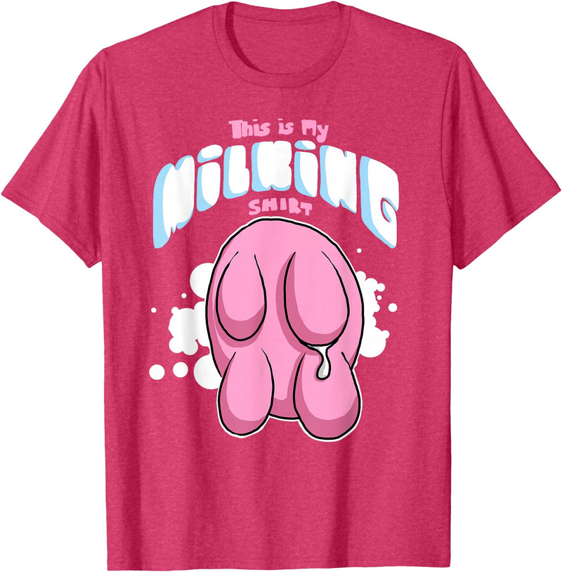 Eliaac Funny Dairy Farmers Milking Cows Womens This is My Milking Top Dairy Farming Cows Udders T-Shirt - Red Heather