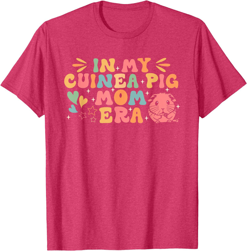 In My Guinea Pig Mom Era Funny Groovy Guinea Pig Mothers Day T-Shirt - Red Heather