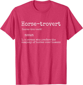 Horse By Design Tee Company Horse Gifts for Women Men Funny Equestrian Horse-trovert T-Shirt - Red Heather