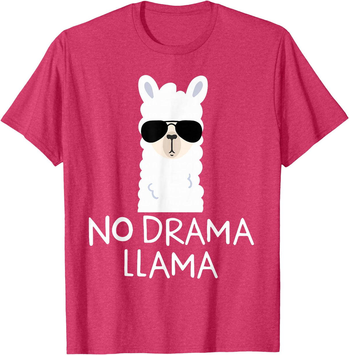 No Drama No Pob-Llama Alpaca Gifts No Drama Llama Alpaca with Sunglasses Llama Lovers Gift T-Shirt - Red Heather