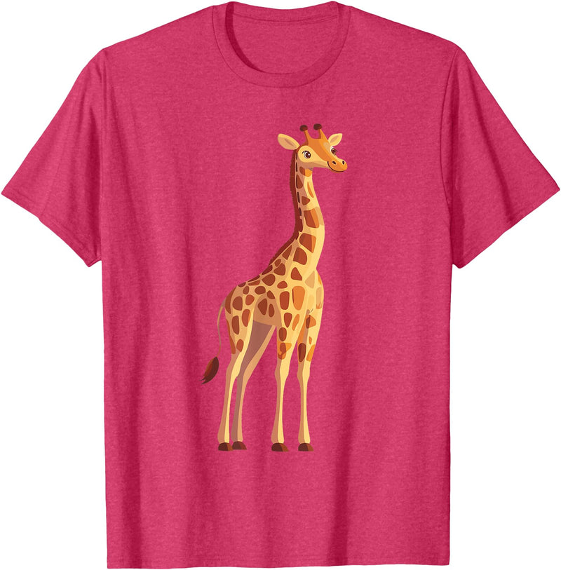 Giraffe and Zookeeper Design Giraffe T-Shirt - Red Heather