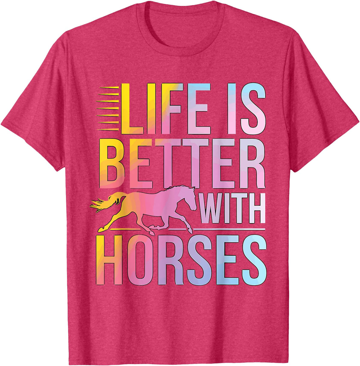GrandMaster Design Life Is better With Horses T-Shirt - Red Heather
