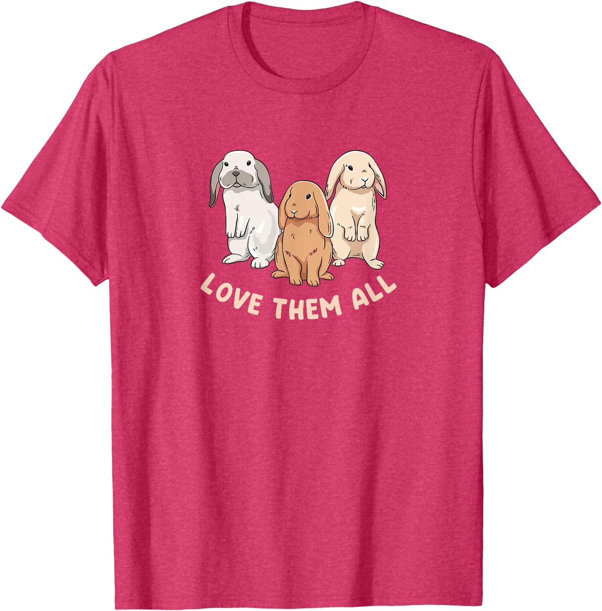 3 Cute Lop Bunnies Love Design for Bunny Owners T-Shirt in Red Heather