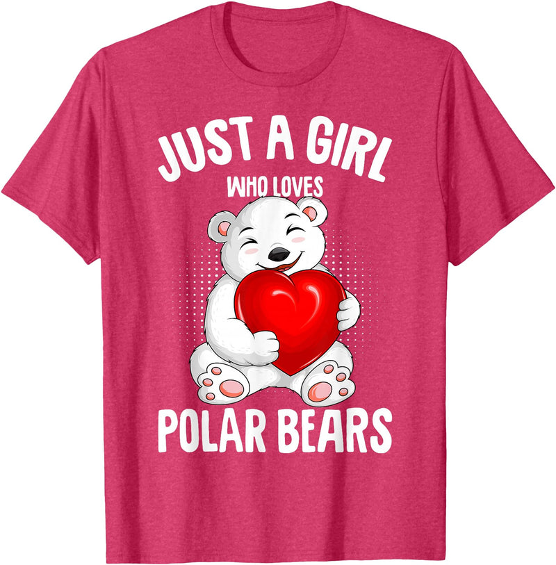 Funny Polar Bear Lover Apparel & Gift Ideas Polar Bear Just A Girl Who Loves Polar Bears Kids Girls T-Shirt - Red Heather