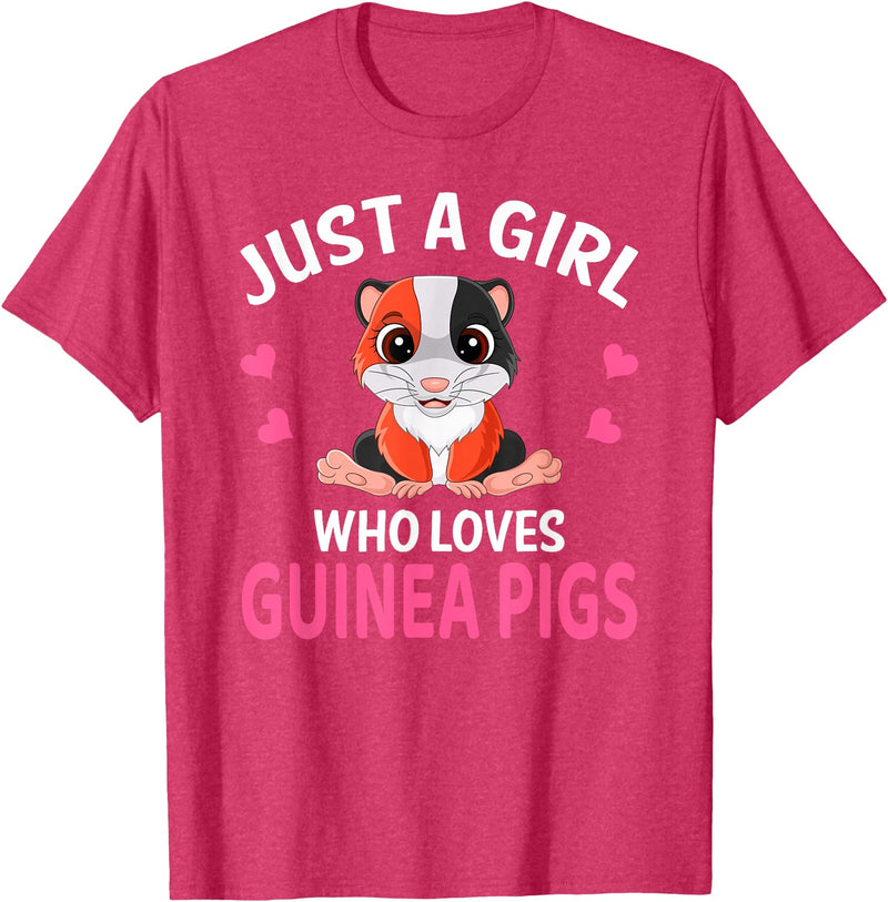 Sweet Guinea Pig I Women Guinea Pig Just A Girl Who Loves Guinea Pigs I Girl Guinea Pig T-Shirt - Red Heather