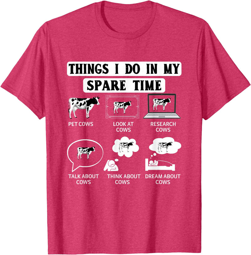 Cow Crop Farm Gift Field Tractor Farmer Ranch Things I do in my spare Time Cow Harvest Farming Barn Cattle T-Shirt - Red