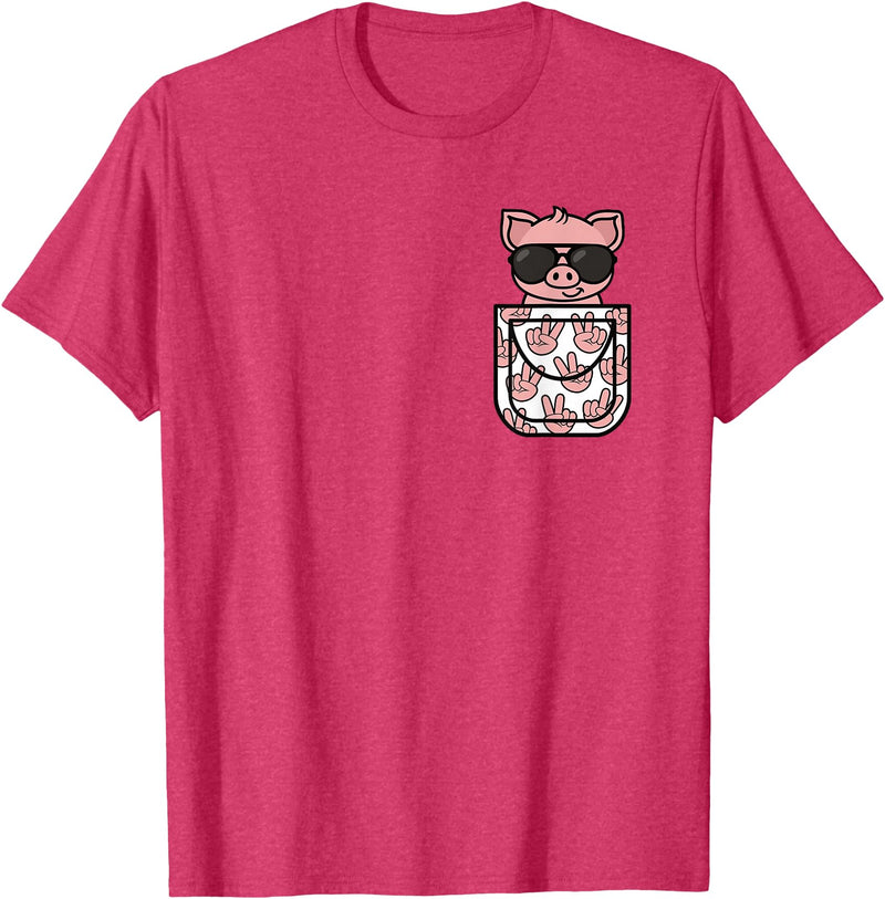 KATYLIN Funny Pig Pocket Pig Lover Men Women Boys Girls Kids T-Shirt - Red Heather