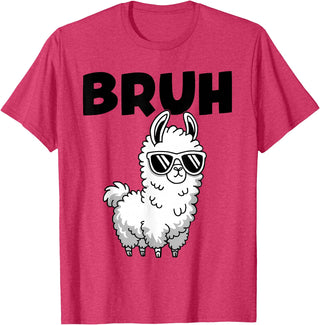 Bruh Llama Sunglasses by LazyPanda Bruh Llama Funny Alpaca Llama Boys Kids Girls Trendy Graphic T-Shirt - Red Heather